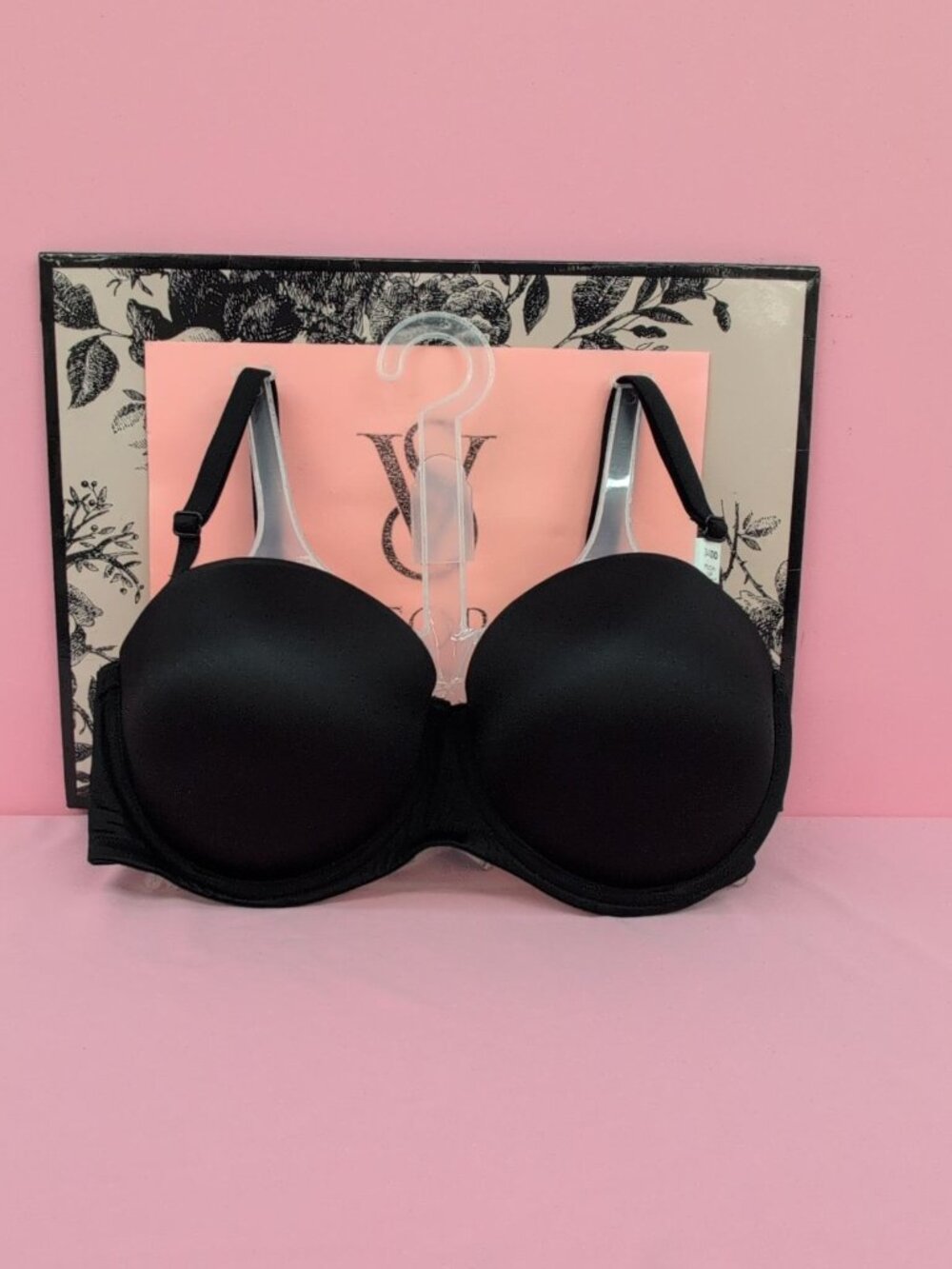 Victoria Secret Pink Wear Everywhere Strapless Push Up Bra 34DD Black